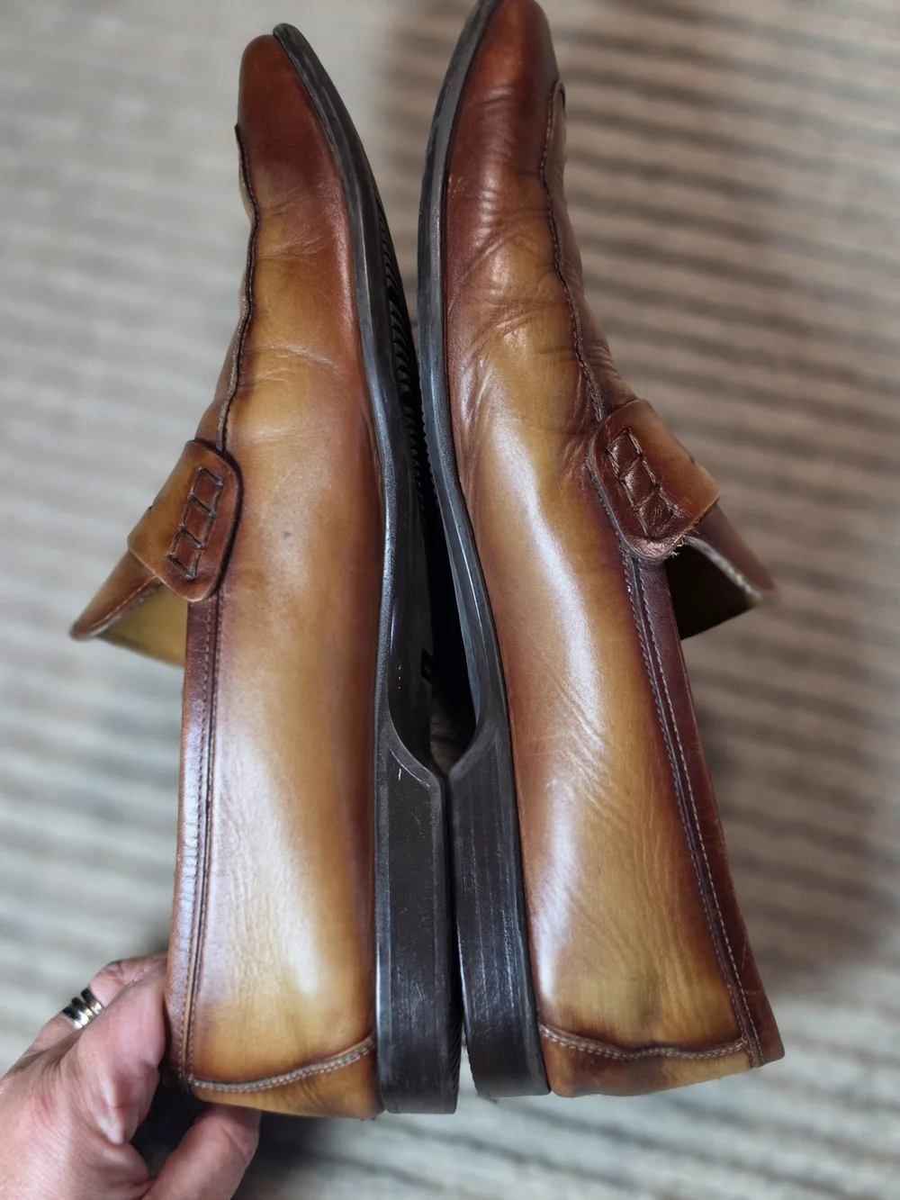 Magnanni Ramiro Penny Loafers Men’s 12 Brown Burnished Leather Handmade Spain